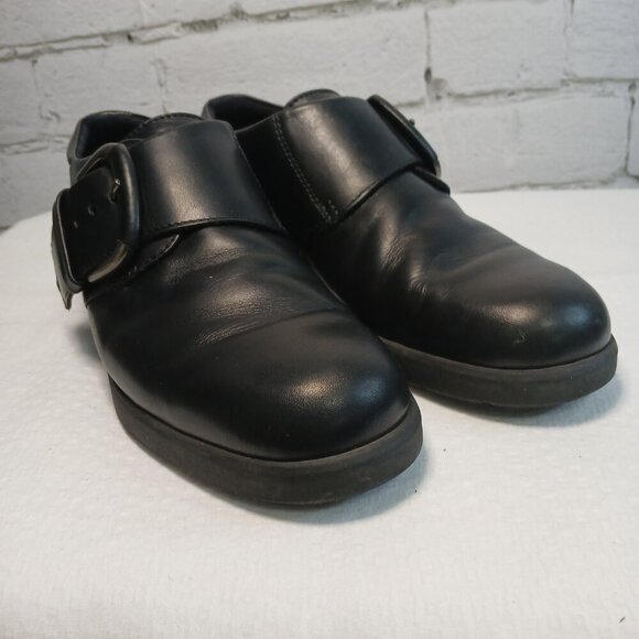 WOMENS ECCO BLACK LEATHER LOAFER WITH MONK STRAP COMFORT SHOE SIZE 40/US9 - Picture 1 of 11